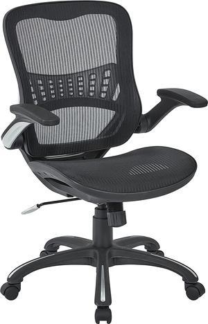 Office Star Riley Ventilated Manager's Office Desk Chair with Breathable Mesh Seat and Back, Black Base with Black