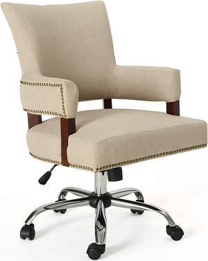 Great Deal Furniture May Traditional Home Office Chair, Wheat and Chrome