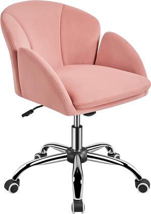 Topeakmart Cute Desk Chair for Home Office Makeup Vanity Chair with Armrests for Bedroom Modern Swivel Rolling Chair for Women Pink