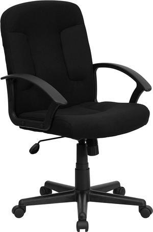 Flash Furniture Garver Mid-Back Black Fabric Executive Swivel Office Chair with Nylon Arms