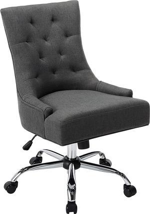 Christopher Knight Home Bagnold Desk Chair, Dark Gray + Chrome, 27.5D x 26W x 36H in