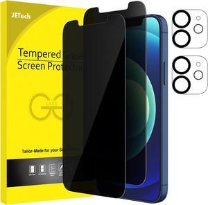 JETech Privacy Screen Protector for iPhone 12 6.1-Inch with Camera Lens Protector, Anti Spy Tempered Glass Film, 2-Pack Each