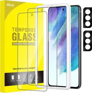 JETech Screen Protector for Samsung Galaxy S21 FE 5G with Camera Lens Protector, Easy Installation Tool, Tempered Glass Film, Fingerprint ID Compatible, 2-Pack Each