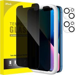 JETech Privacy Screen Protector for iPhone 13 6.1-Inch with Camera Lens Protector, Anti-Spy Tempered Glass Film, Easy Installation Tool, 2-Pack Each