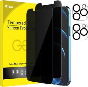 JETech Privacy Screen Protector for iPhone 12 Pro 6.1-Inch with Camera Lens Protector, Anti Spy Tempered Glass Film, 2-Pack Each