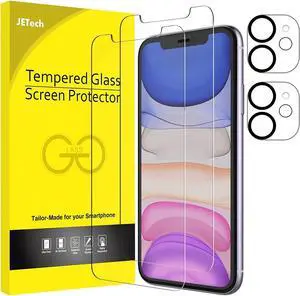 JETech Screen Protector for iPhone 11 6.1-Inch with Camera Lens Protector, Tempered Glass Film, 2-Pack Each