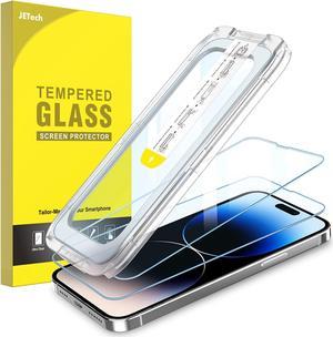 JETech One Touch Install Screen Protector for iPhone 14 Pro Max 6.7-Inch, Full Coverage Tempered Glass Film, Auto Alignment Tool Kit, HD Clear, 2-Pack