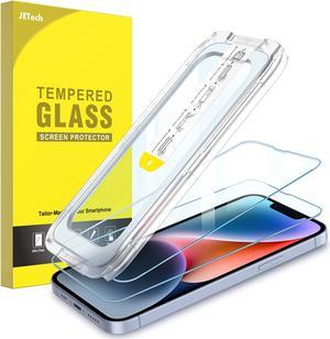 JETech One Touch Install Screen Protector for iPhone 14 6.1-Inch, Full Coverage Tempered Glass Film, Auto Alignment Tool Kit, HD Clear, 2-Pack