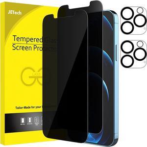 JETech Privacy Screen Protector for iPhone 12 Pro Max 6.7-Inch with Camera Lens Protector, Anti Spy Tempered Glass Film, 2-Pack Each