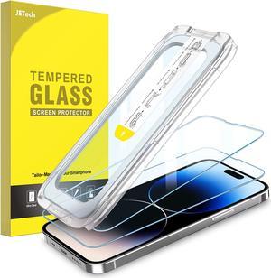 JETech One Touch Install Screen Protector for iPhone 14 Pro 6.1-Inch, Full Coverage Tempered Glass Film, Auto Alignment Tool Kit, HD Clear, 2-Pack