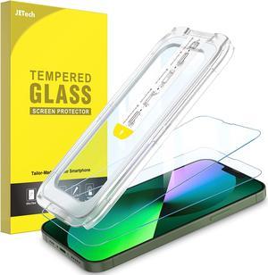 JETech One Touch Install Screen Protector for iPhone 13/13 Pro 6.1-Inch, Full Coverage Tempered Glass Film, Auto Alignment Tool Kit, HD Clear, 2-Pack