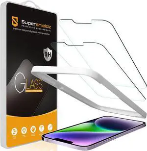 Supershieldz (2 Pack) Designed for iPhone 14 / iPhone 13 / iPhone 13 Pro (6.1 inch) Tempered Glass Screen Protector with (Easy Installation Tray) Anti Scratch, Bubble Free