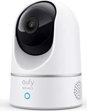 eufy Security Indoor Cam E220, Camera for home Security, Pan & Tilt, Dog/Pet Camera, 2K Wi-Fi Plug-in, Motion Tracking, Motion Only Alerts, Night Vision, HomeBase 3 Compatible, Voice Assistant Support