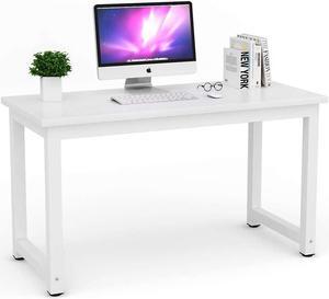 Tribesigns Modern Simple Computer Desk, 47 inch Office Desk Computer Table, Study Writing Study Desk for Home Office, White