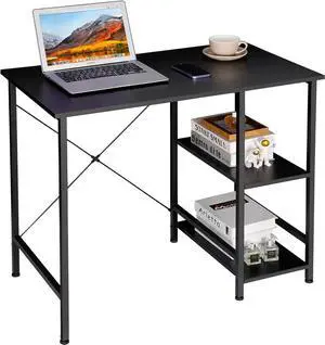 ZenStyle Small Computer Desk with Storage Shelves Under Desk Reversible, 36Inch Home Office Writing Desk Table with Shelves for Small Place, Black