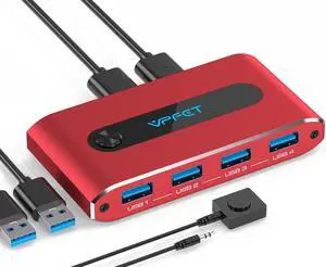 USB3.0 Switch Selector 4-Port USB Switch 2 PCs Sharing 4 USB peripherals KM Switch Hub for PC Laptop Mouse Keyboard Printer Scanner Headset etc with 2 USB3.0 Cables and 1 Desktop Controller USB3.0 Switch Selector 4-Port USB Switch 2 PCs Sharing 4 USB peripherals KM Switch Hub for PC Laptop Mouse Keyboard Printer Scanner Headset etc with 2 USB3.0 Cables and 1 Desktop Controller