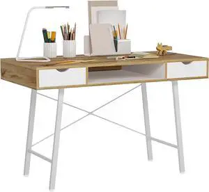 sogesfurniture Computer Desk, Makeup Vanity Table, Desk with Storage Drawers, Writing Study Desk with 2 Drawers for Home Office, Dressing Table