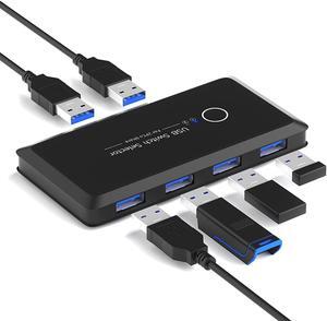 USB 3.0 Switch Selector, USB KVM Switch for 2 Computers Sharing 4 USB Peripheral Device, Mouse Keyboard Printer, 2 USB Cable Included