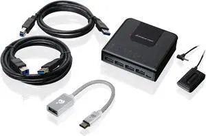 IOGEAR 4x2 USB 3.0 Peripheral Sharing Switch with USB-C Adapter, GUS432CA1KIT