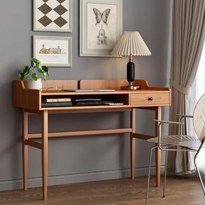 Vintage-Style Desk with Scandinavian Flair, Computer or Laptop Desk, Writing Desk with Drawer and Open Storage Cubby, Small Space Dressing Table.
