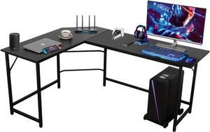 ZenStyle 66" Modern L-Shaped Corner Computer Desk Home Office LaptopTable Gaming Workstation with CPU Stand 66.5'' x 47.3'' x 29.3'' (Black)