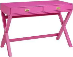 Linon PG138RSP01U Linon Home Decor Peggy Raspberry Pink Writing Desk Desk, Raspberry Pink, 44"W x 20"D x 30"H