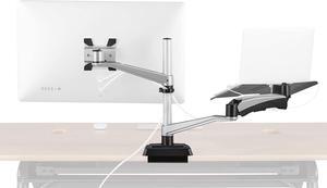 Monitor Arm and Laptop Stand - VESA Monitor Mount with 360 Degree Rotation & 15" Laptop Stand with Adjustable Height, Monitors up to 27 inches, 19.8 lbs Capacity - Single Monitor & Laptop Holder