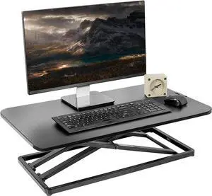 Economy Single Top Height Adjustable 29 inch Standing Desk Converter, Sit Stand Tabletop Monitor and Laptop Riser Platform Workstation, DESK-V000U