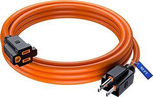 Maximm Extension Cord 10 ft, SJTW Outdoor Extension Cord, Heavy Duty Extension Cord, 3 Prong Extension Cord, Long Extension Cord (10 Feet,Orange)