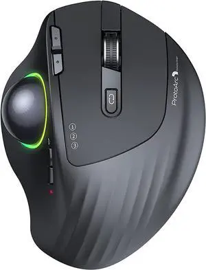 Wireless Bluetooth Trackball Mouse EM01 2.4G RGB Ergonomic Rechargeable Rollerball Mice with 3 Adjustable DPI 3 Device Connection&Thumb Control for PC iPad Mac Windows-Black Wireless Bluetooth Trackball Mouse EM01 2.4G RGB Ergonomic Rechargeable Rollerball Mice with 3 Adjustable DPI 3 Device Connection&Thumb Control for PC iPad Mac Windows-Black