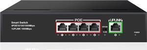 TEROW PoE Switch, 5 Port Gigabit Ethernet Network Switch( 4 PoE+ Port with 1 Extra Uplink Port), 802.3af Compliant | Plug & Play | Shielded Ports | Traffic Optimization | Fanless Quiet