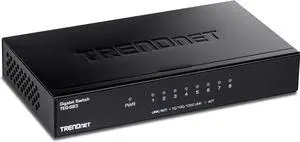 TRENDnet 8-Port Gigabit Desktop Switch, TEG-S83, 8 x Gigabit RJ-45 Ports, Ethernet Splitter, 16Gbps Switching Capacity, Fanless Design, Metal Enclosure, Lifetime Protection, Black