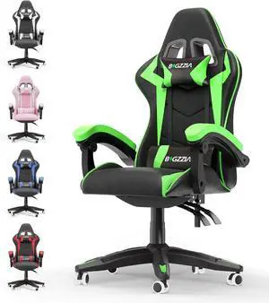 Bigzzia Gaming Chair, Ergonomic Video Game Chairs with Pillow and Lumbar Support, Racing Style Height Adjustable Computer Chair with 360°-Swivel Seat for Adults and Teens