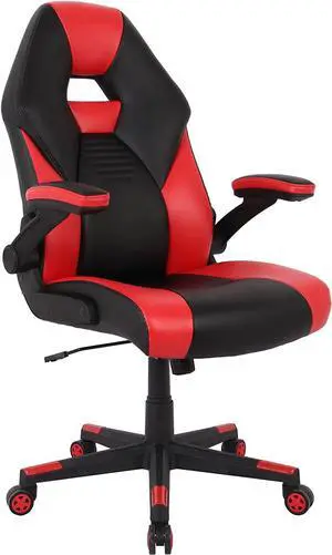 RS Gaming RGX Faux Leather High-Back Gaming Office Chair, Black/Red, BIFMA Compliant