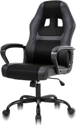 Office Chair Gaming Desk Racing Gaming Chair, PC Gaming Ergonomic Racing Heavy Duty Office Video Game Chair, PU Leather Racing Chair for Home Office Computer Gaming Chairs Video Game Chairs - Black