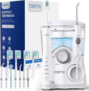 Water Flosser and Toothbrush Combo in One, 600ml Electric Water Toothbrush with 7 Jet Tips, 4 Brush Heads Whitening Toothbrushes, Power Electric Flosser for Teeth Cleaning(White)