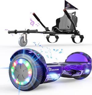 EVERCROSS Hoverboard, Hoverboard for Adults, Hoverboard with Seat Attachment, 6.5" Hover Board Self Balancing Scooter with Bluetooth Speaker & LED Lights, Suit for Adults and Kids