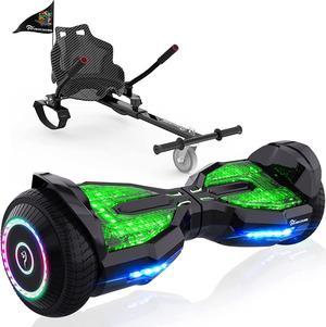 EVERCROSS Hoverboard, 6.5'' Hover Board with Seat Attachment, Self Balancing Scooter with APP, Bluetooth Hoverboards for Kids & Adults Black