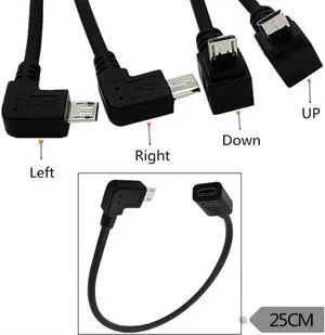 USB 3.1 Type C Female to micro USB 2.0 micro Male 90 Angle Data Sync Power Supply Cable Cord 0.25m