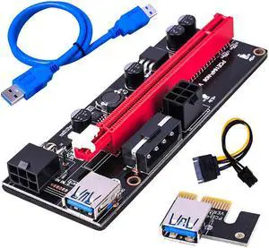 1pcs PCI-E pcie Riser 009 Express 1X 4x 8x 16x Extender PCI E USB Riser 009S GPU Dual 6Pin Adapter for GPU Miner Mining