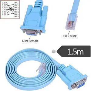 Female Network Adapter Cable For Cisco Console RJ45 To Rs232 DB9 COM Serial Port 1.5M