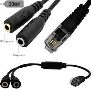 RJ9 Plug to Dual  3.5mm Jack for PC Headset to Avaya 1600 9600 SNOM Yealink Phones