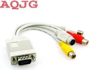 VGA to S-Video 3 RCA Composite AV TV Out Converter Adapter Cable fit for PC/Laptop