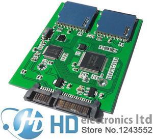 2 Port Dual SD SDHC Secure Digital MMC Memory Card to 7+15P SATA Serial ATA Converter Adapter