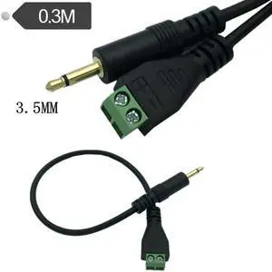 3.5mm TS Mono Male to 2 Pin Screw Terminal Female AUX Headphone Balum cable 0.3m