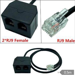 RJ9 Male to 2 Female 4P4C Connector Adapter Splitter Extension Cable RJ9 Telephone Extension Cable Line