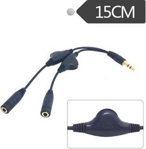 3.5mm 1 in 2  audio line Earbud Headset Stereo Headphone Earphone Splitter Cable With  Volume Control