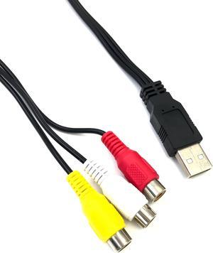 USB Male to 3RCA RGB Female AV Audio Video Composite Cable Cord Adapter Converter Connector Component Lead RCA Cable