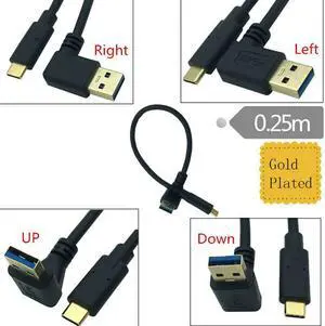 Type-C to USB3.0  male Extension cable  90 Degree  Angled usb 3.1 Data Sync & Charge Cable