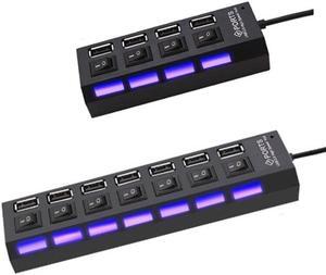 RYRA High Speed 4/7 Ports USB HUB 2.0 Adapter Expander Multi USB Splitter Multiple Extender With Switch 30CM Cable For PC Laptop Color: orange (black 7port USB2.0)